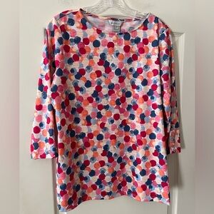 Mutiples Multicolor Polka Dot 3/4 Sleeve Blouse with Button Detail Women’s Med